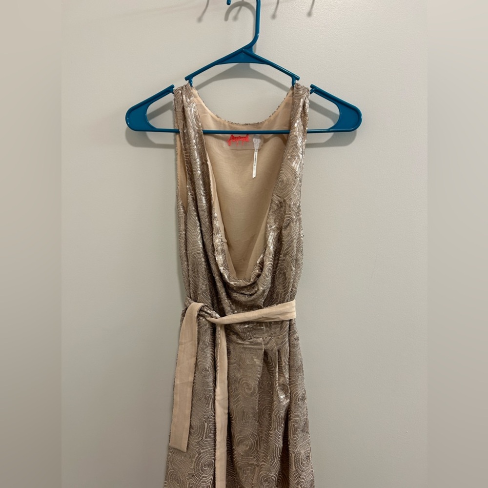 Free People Blush Sequin Swirl Dress with a Drape Neck - Picture 2 of 9